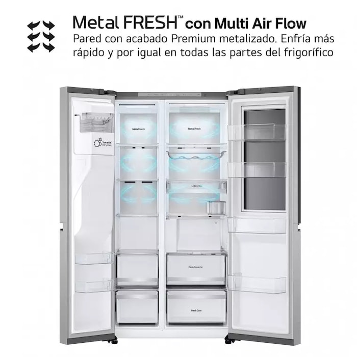 LG Outlet Frigorífico Side By side Serie 900, Instaview Door-In-Door, Acero texturizado antihuellas. D, 628 L, GSXE90MBAD.OUTLET